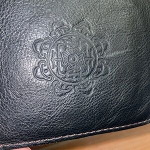 Vintage Men’s Embossed Black Leather Wallet- Tibetan Mandala Design